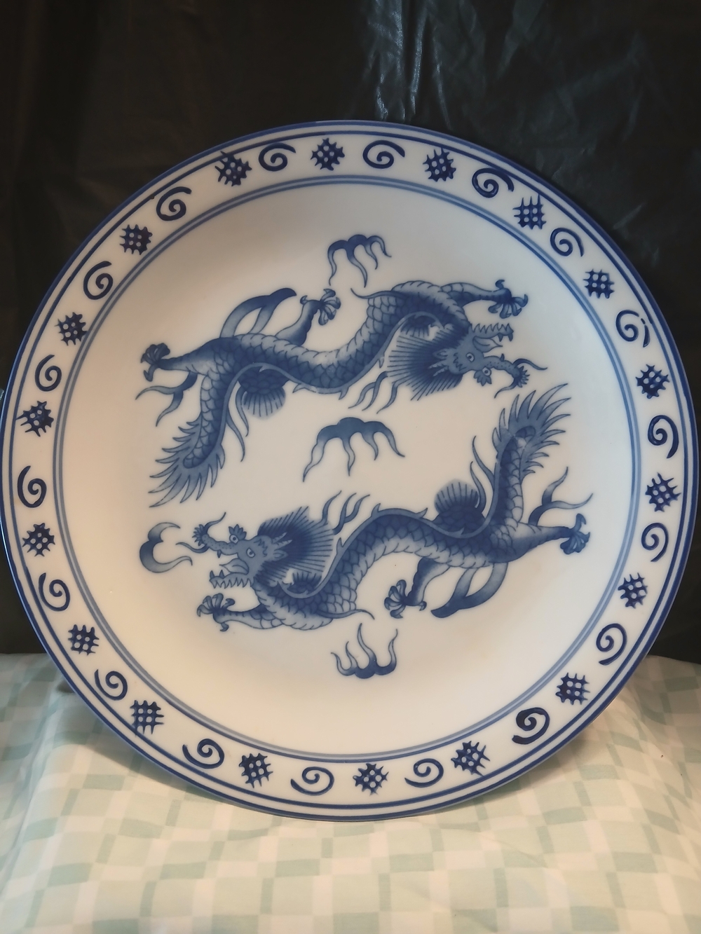 Double Dragon Porcelain Dinner Plate - Blue Moon